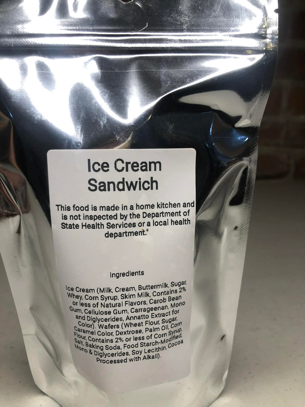 Freeze dried ice cream sandwich