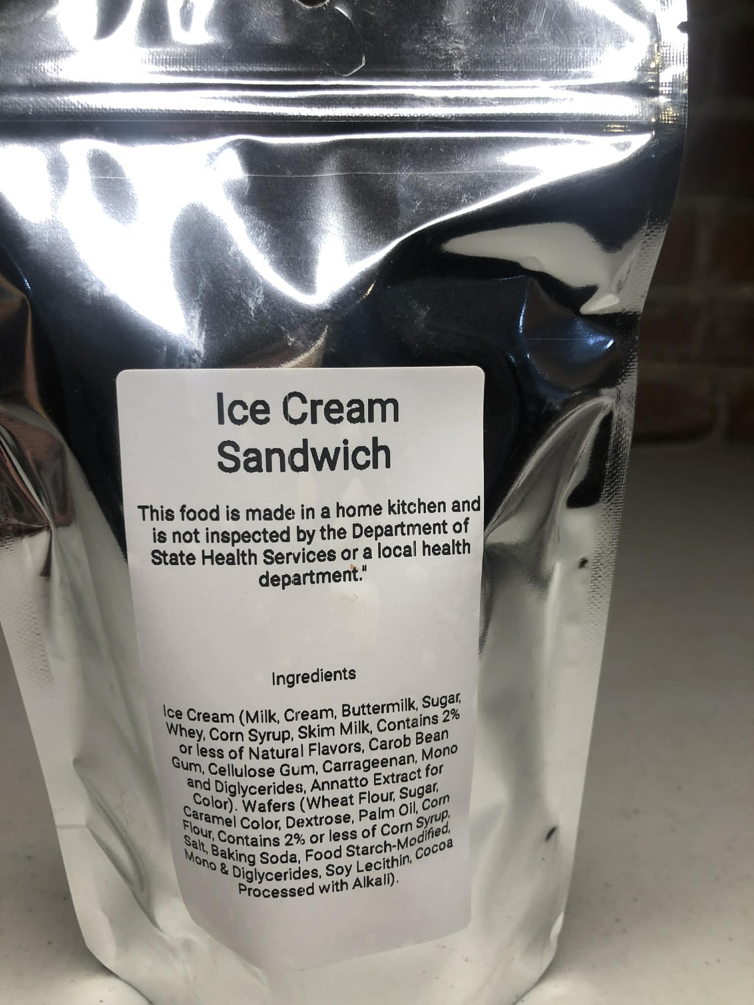 Freeze dried ice cream sandwich