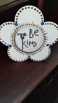 Flower framed bee cross stitch
