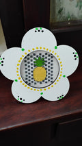 Flower framed pineapple cross stitch