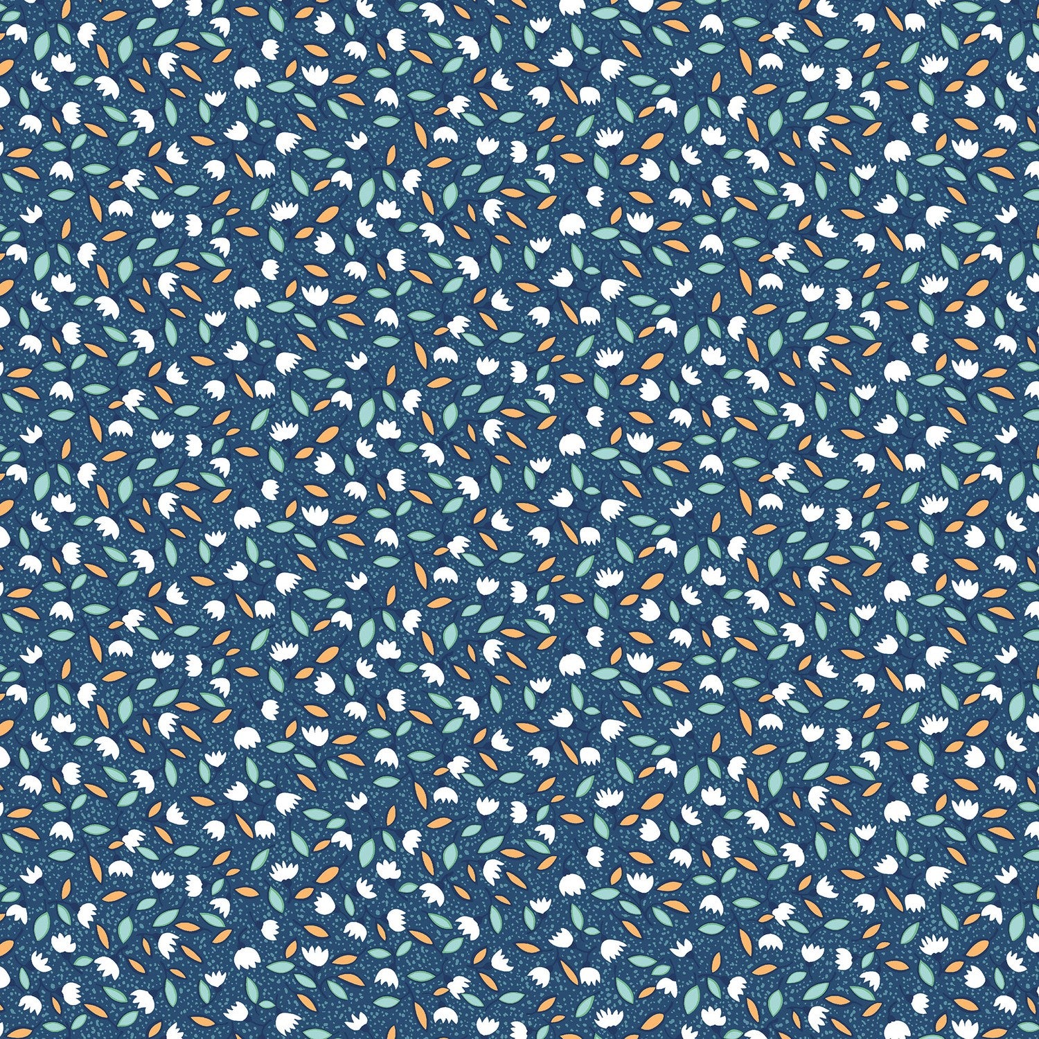 1/2 yd On the Sunny Side Leafy Tulips Lt Admiral Blue by Connecting Threads