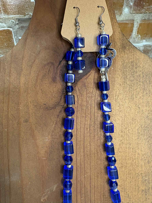 Blue glass beaded set