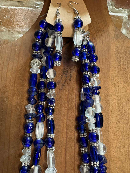 Blue & clear with silver