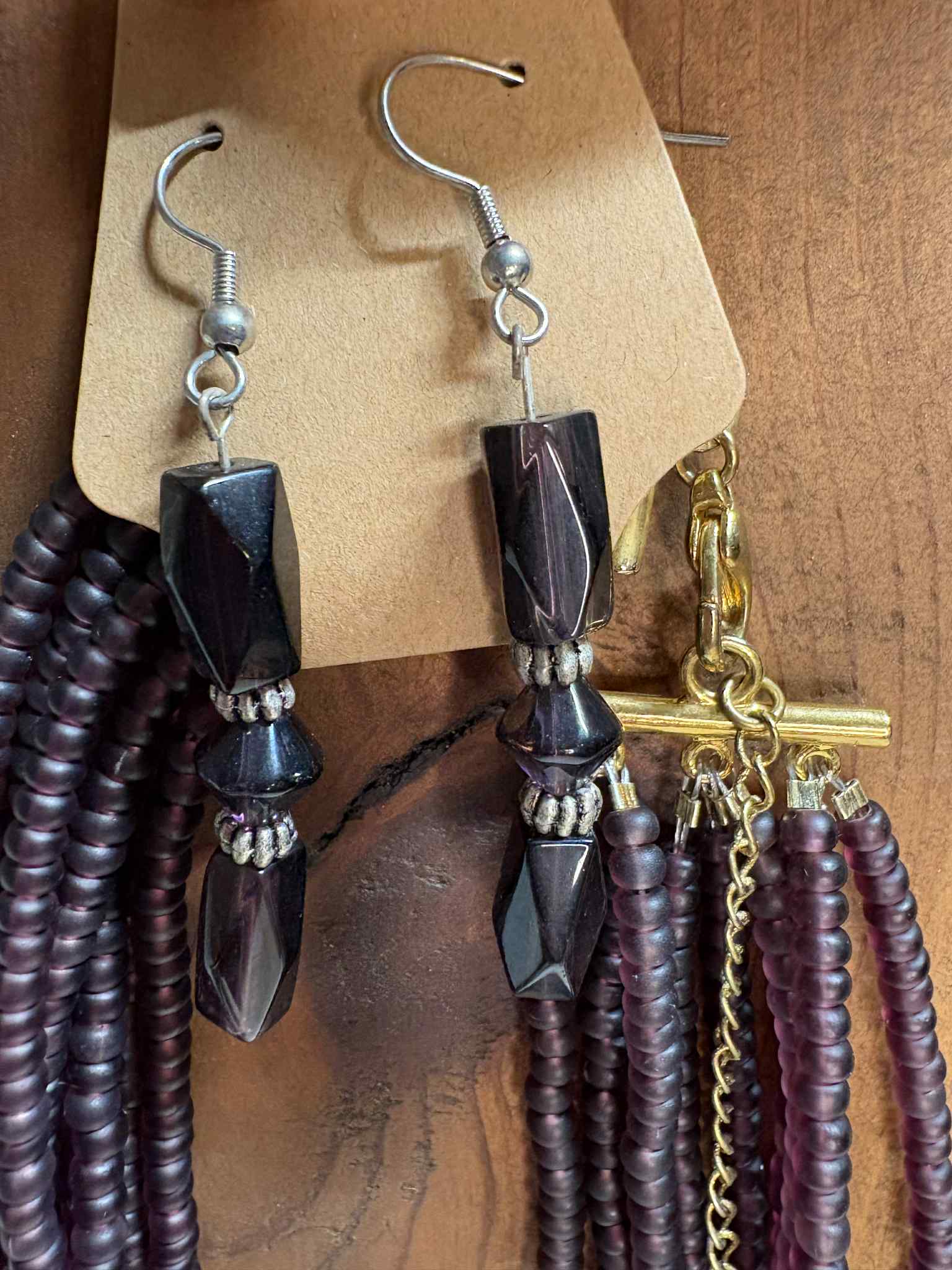 Purple beaded multi strand set