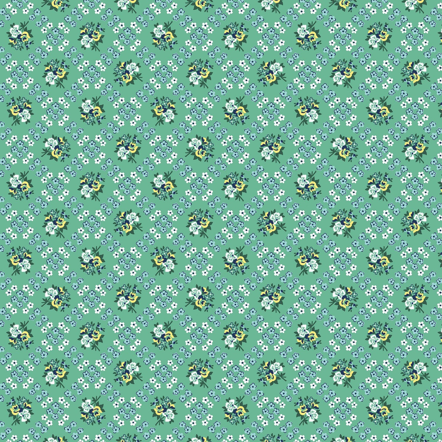 1/2 yd On the Sunny Side Lattice Bouquet Dark Sea Glass by Connecting Threads