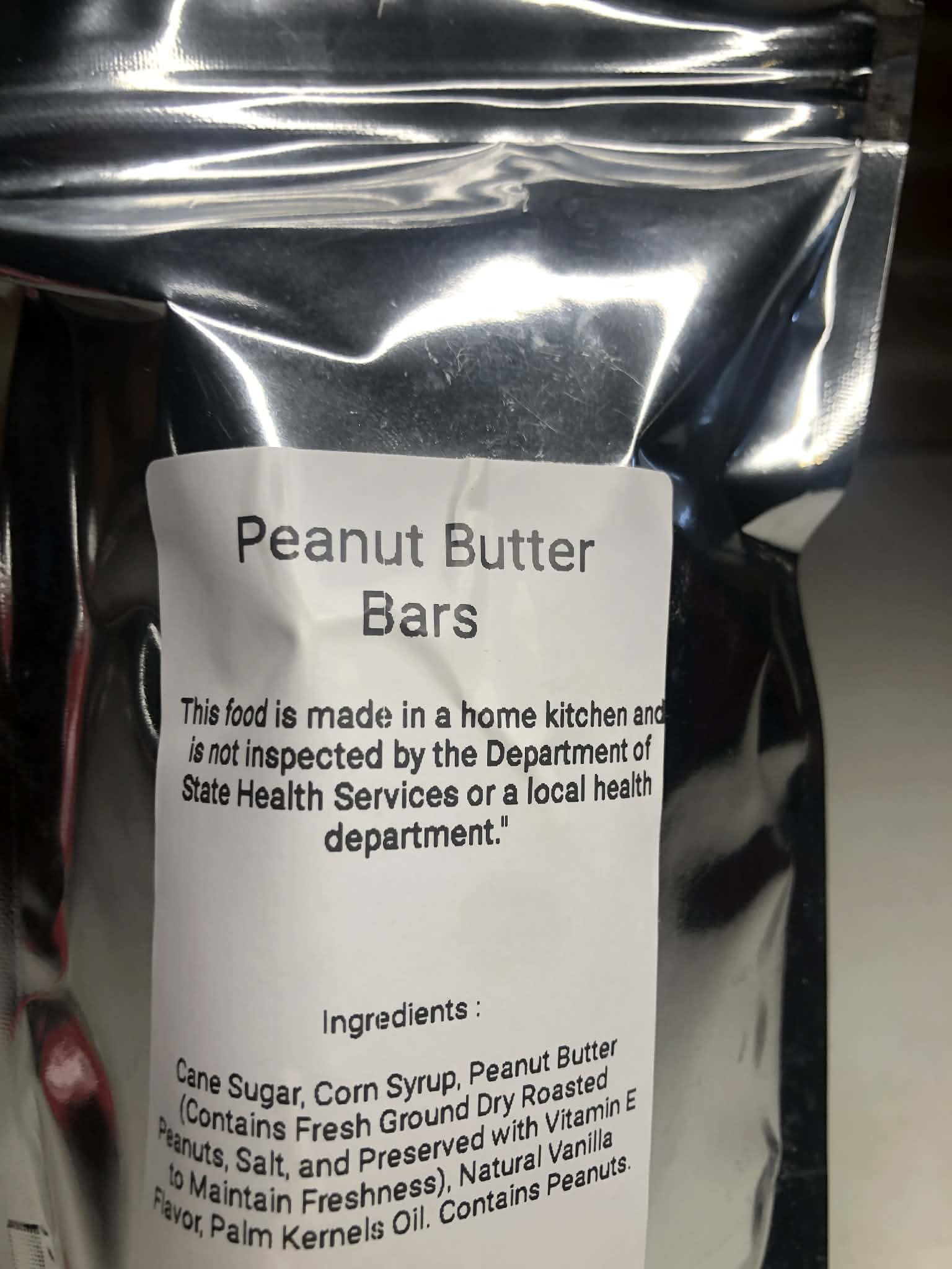 Freeze dried peanut butter bars