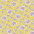 1/2 yd On the Sunny Side Floral Paisley Dark Lemon from Connecting Threads